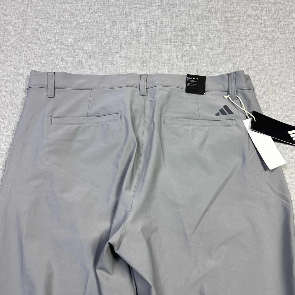 Adidas Golf MOD Chino Pants Mens 36x35 Gray Polyester Spandex Stretch Flat Front